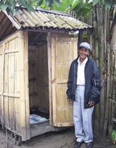 A view of a manual flushed latrine